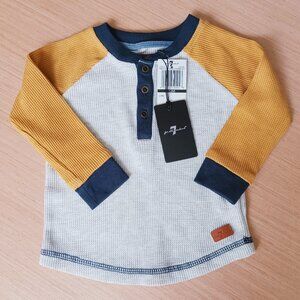 7 For All Mankind Baby Henley Waffle Long Sleeve Size 12m